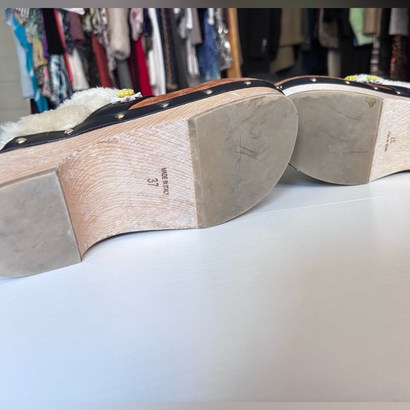 Fabrizio Viti Brown Daisy 60 Shearling Clogs Size 37/7 - Picture 9 of 14